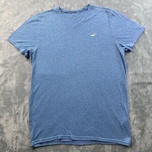 Hollister Shirt Men's M Blue Short Sleeve Crew Neck Logo Casual